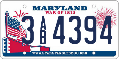 MD license plate 3AB4394