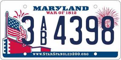 MD license plate 3AB4398