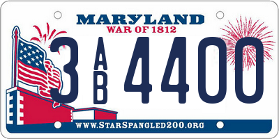 MD license plate 3AB4400
