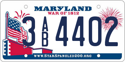 MD license plate 3AB4402