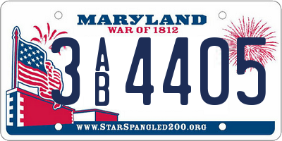 MD license plate 3AB4405