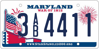 MD license plate 3AB4411