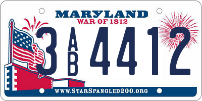 MD license plate 3AB4412