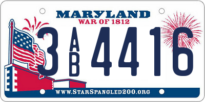 MD license plate 3AB4416
