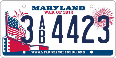 MD license plate 3AB4423