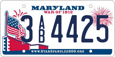 MD license plate 3AB4425