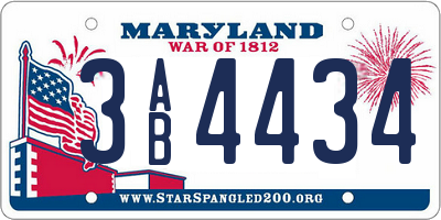 MD license plate 3AB4434