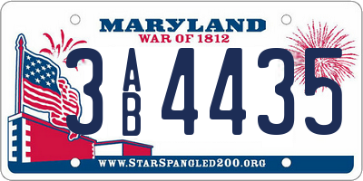 MD license plate 3AB4435