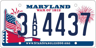 MD license plate 3AB4437