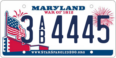 MD license plate 3AB4445