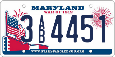 MD license plate 3AB4451