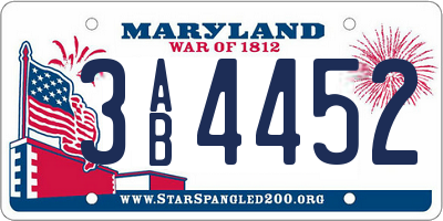 MD license plate 3AB4452