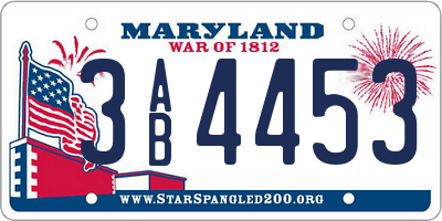 MD license plate 3AB4453