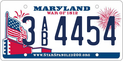 MD license plate 3AB4454