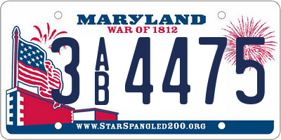 MD license plate 3AB4475