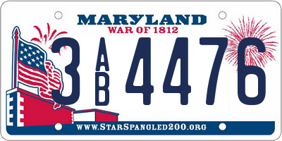 MD license plate 3AB4476