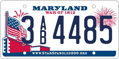 MD license plate 3AB4485