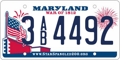 MD license plate 3AB4492