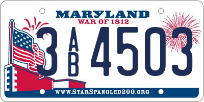 MD license plate 3AB4503