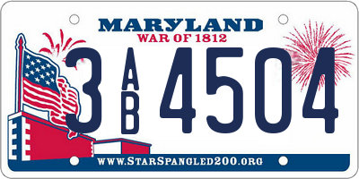 MD license plate 3AB4504