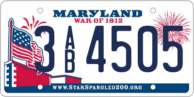 MD license plate 3AB4505