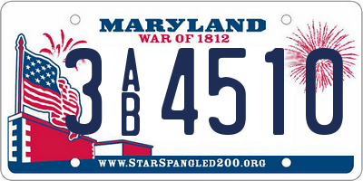 MD license plate 3AB4510