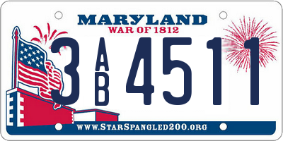 MD license plate 3AB4511