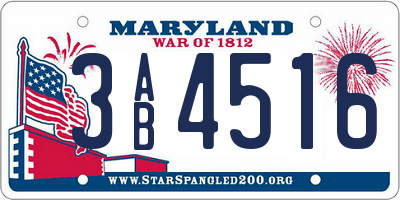 MD license plate 3AB4516