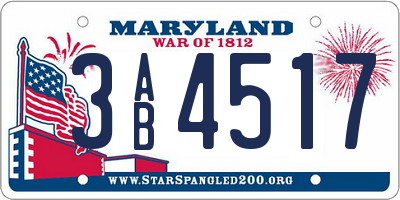 MD license plate 3AB4517