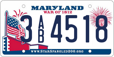 MD license plate 3AB4518