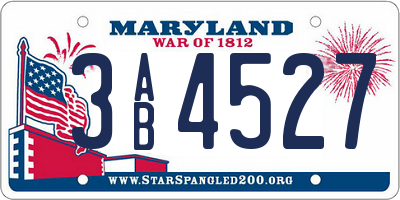 MD license plate 3AB4527