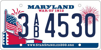 MD license plate 3AB4530