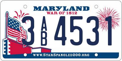 MD license plate 3AB4531