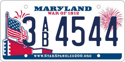 MD license plate 3AB4544