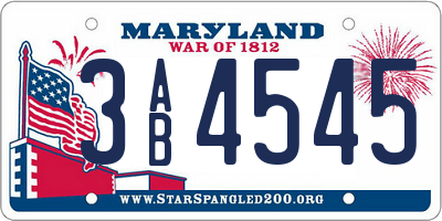 MD license plate 3AB4545