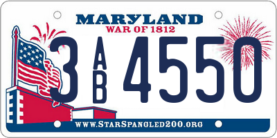 MD license plate 3AB4550