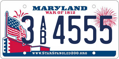 MD license plate 3AB4555