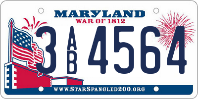 MD license plate 3AB4564
