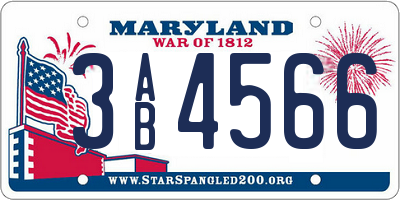MD license plate 3AB4566