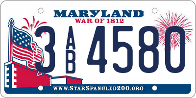 MD license plate 3AB4580
