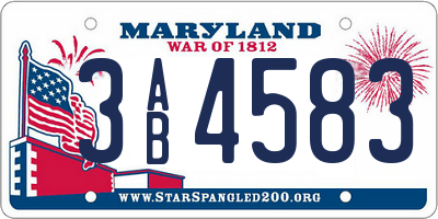 MD license plate 3AB4583