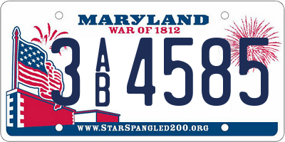 MD license plate 3AB4585