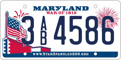 MD license plate 3AB4586