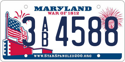 MD license plate 3AB4588