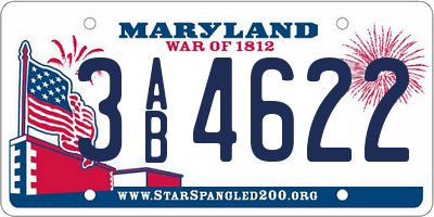 MD license plate 3AB4622