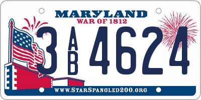 MD license plate 3AB4624