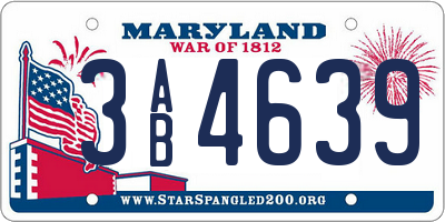 MD license plate 3AB4639