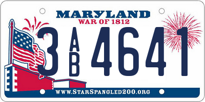 MD license plate 3AB4641