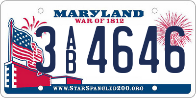 MD license plate 3AB4646
