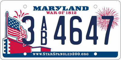 MD license plate 3AB4647